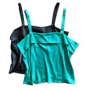 Body Lites NWT Satin Cowl Camisole Tank Top 2-Pack Womens Sz 22W 3X Plus Vintage